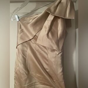 Champagne Asymmetrical One Shoulder Gown